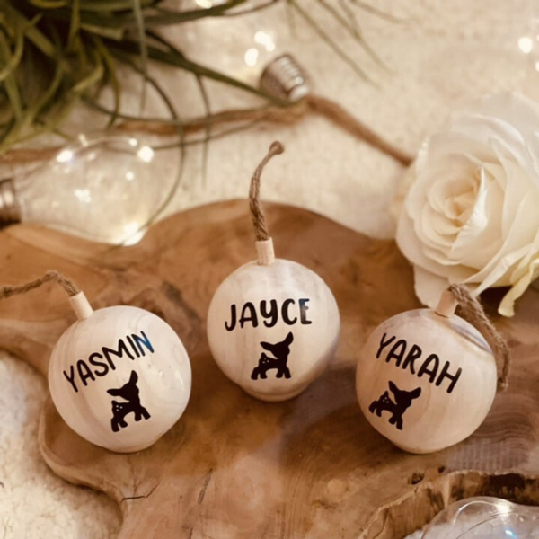 Houten Kerstbal met naam