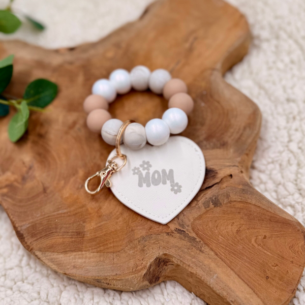 Sleutelhanger "MOM" - Wit