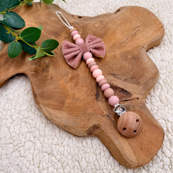 Speenkoord Strik - Roze / Goud