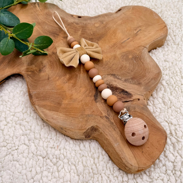 Speenkoord Strik - Bruin / Goud