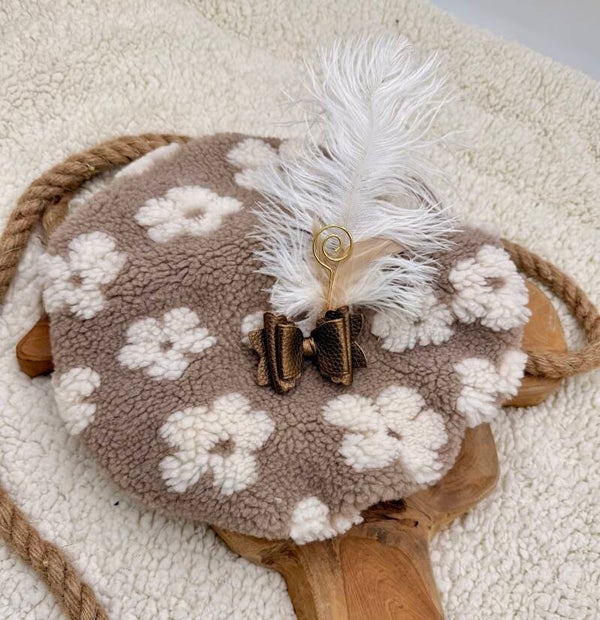 Pietenmuts - Fleece Flowers Taupe - Te personaliseren met Naam