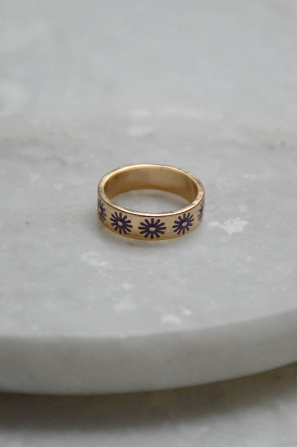 Purple & gold coral flower ring