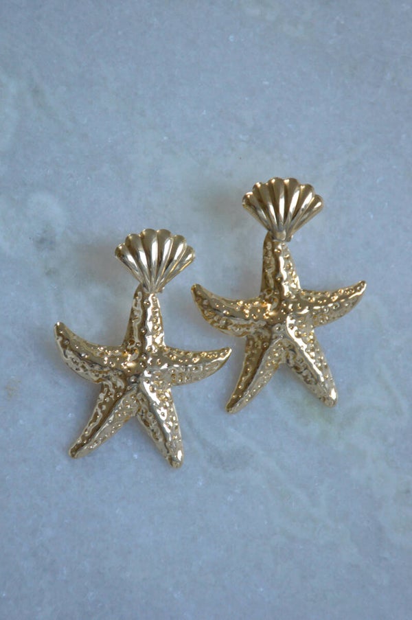 Golden starfish earrings