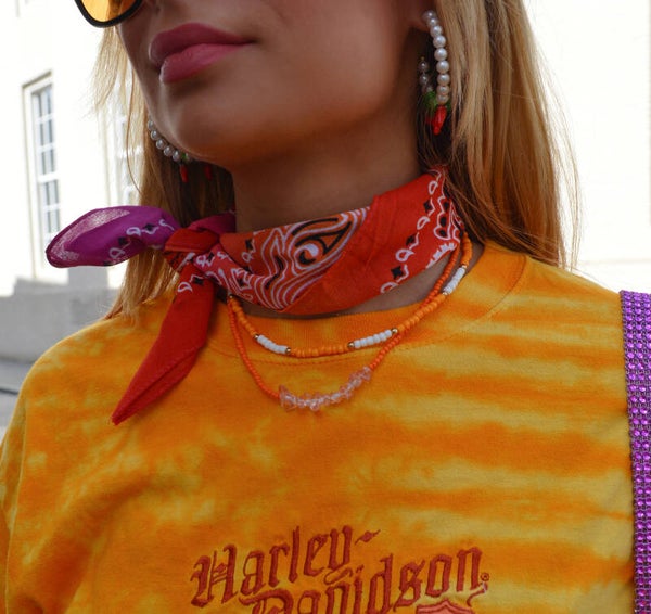 Orange stone beads necklace