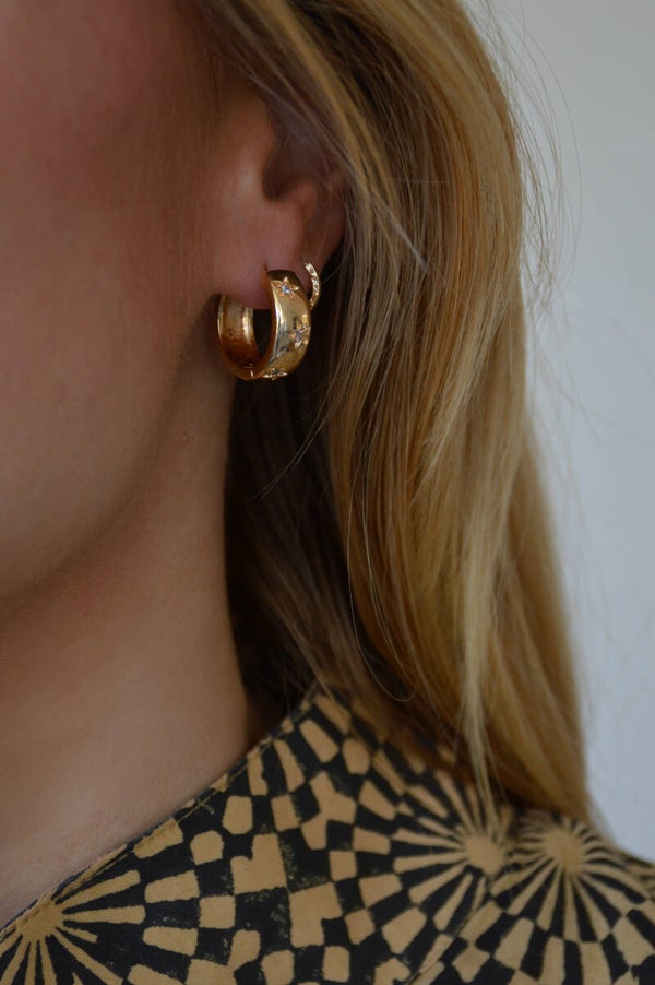 Golden star hoops