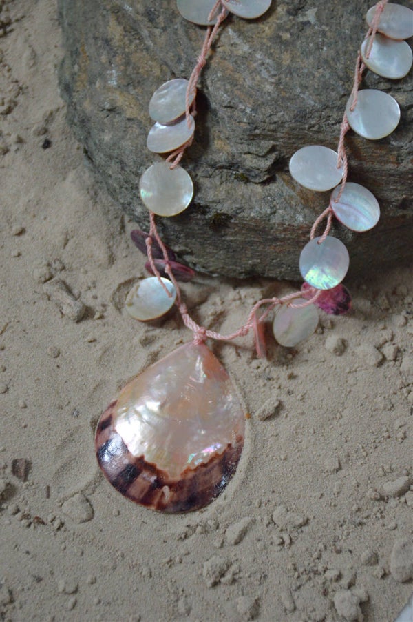 Pink shell necklace
