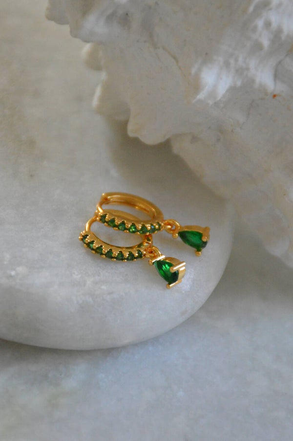 Green stone earrings small