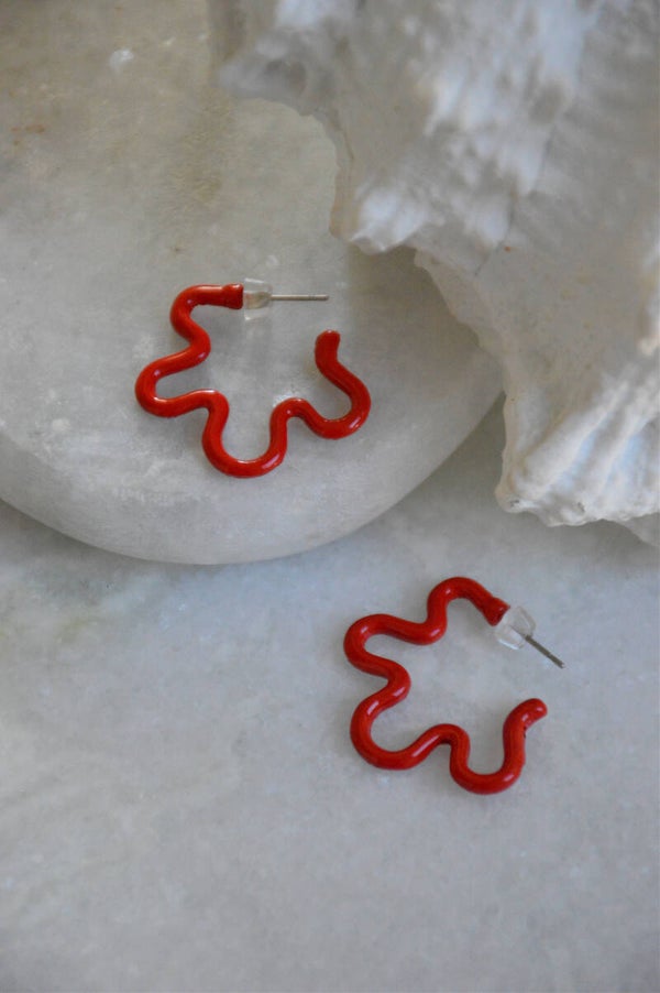 Coral shaped earrings red