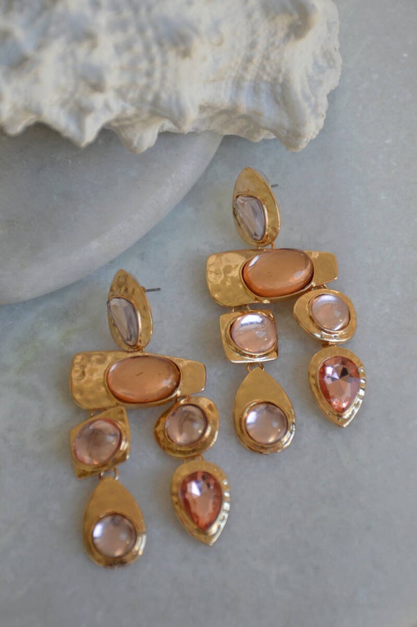 Extravagant gemstones earrings pink