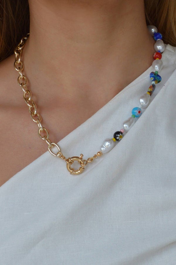 Pearl & glass beaded necklace