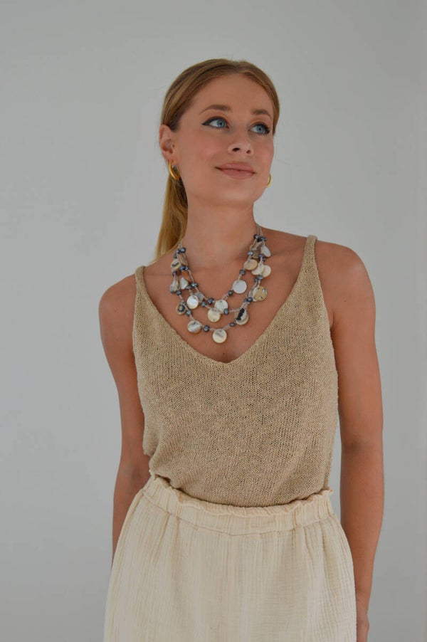 Layered shell & pearl necklace
