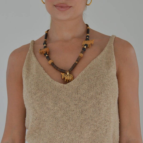 Wooden animal necklace