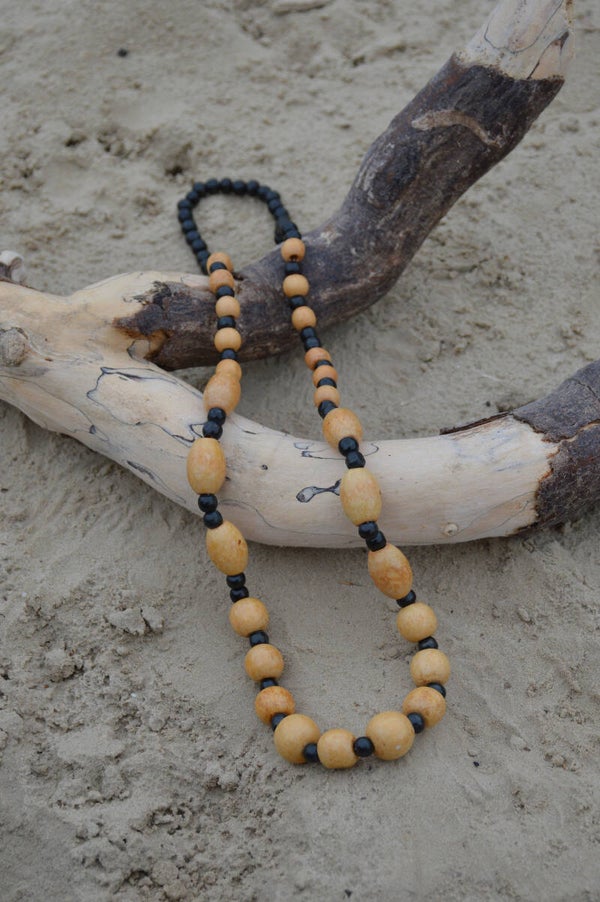 Wooden blank/black necklace