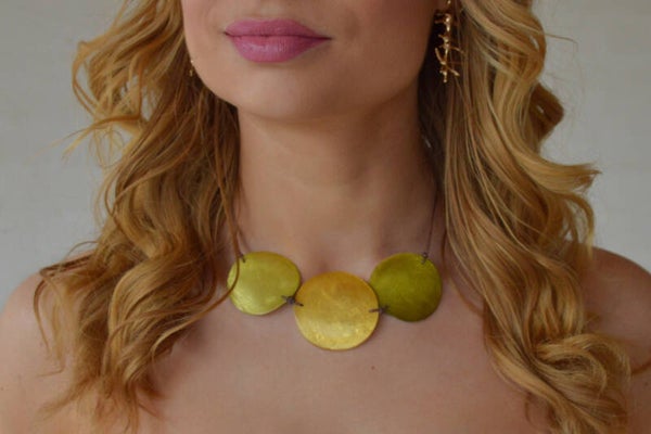 Green and yellow shell necklace
