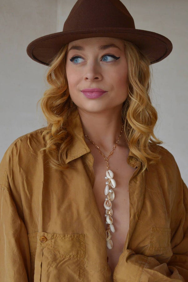 Shell & Pearl pendant necklace gold