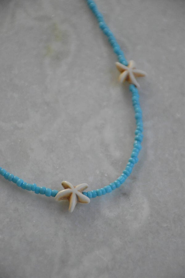 Turquoise beads starfish necklace