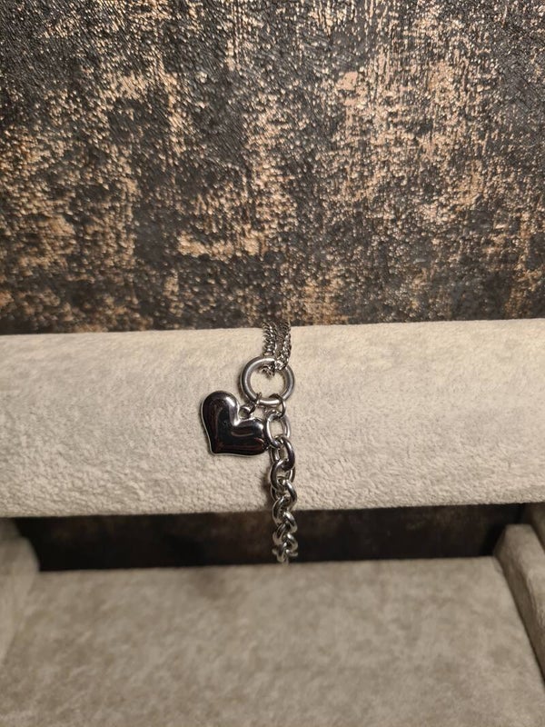 Zilveren hart armband