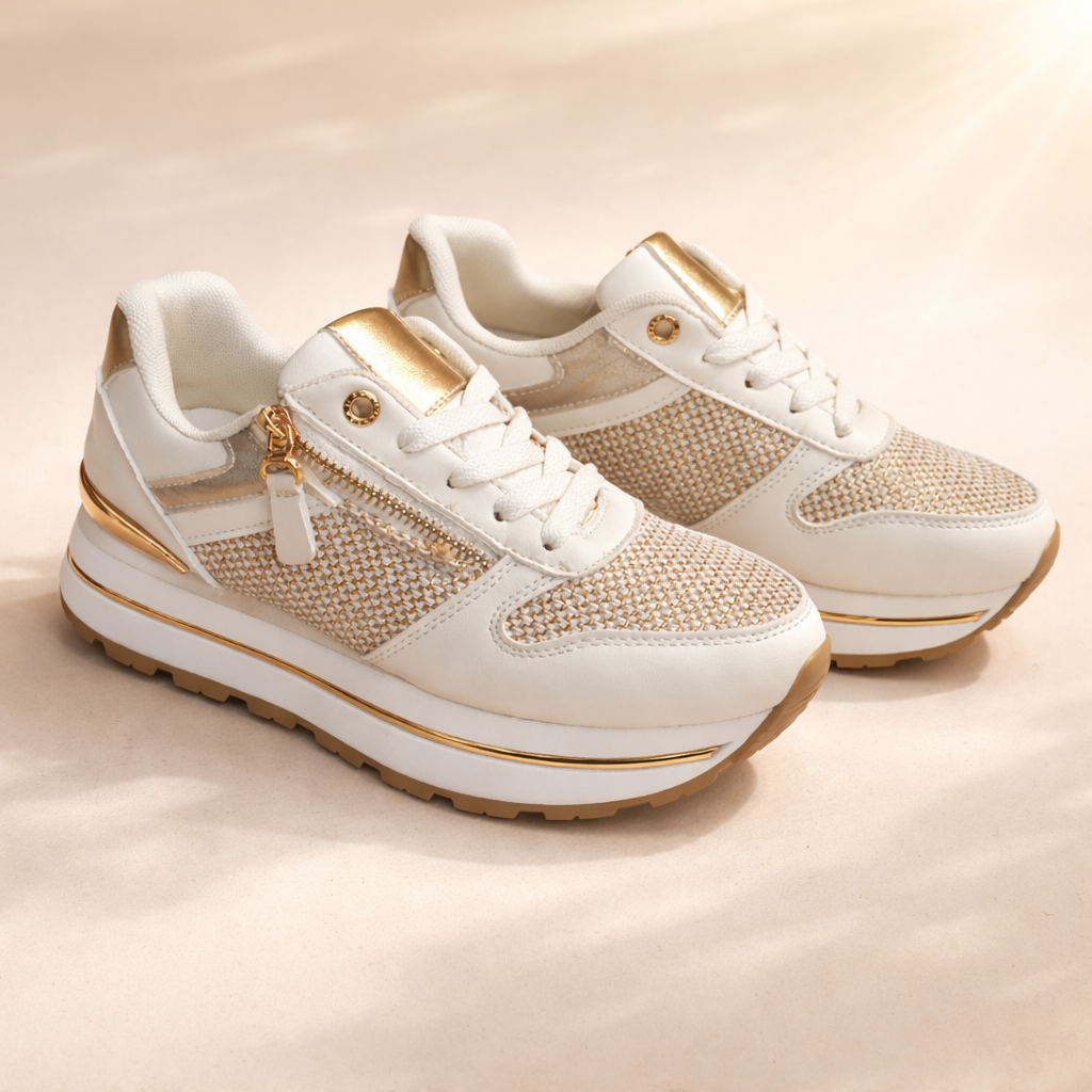 Beige met gouden schoen