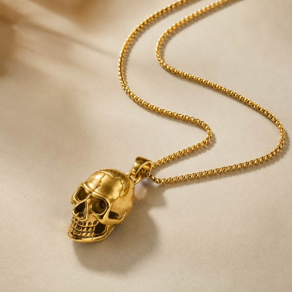 Ketting met skull hanger goud