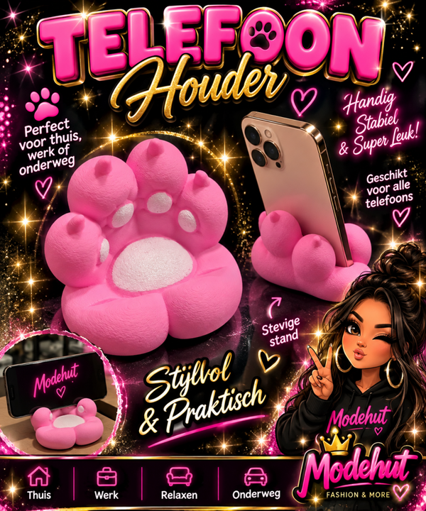 Telefoon houder roze met wit