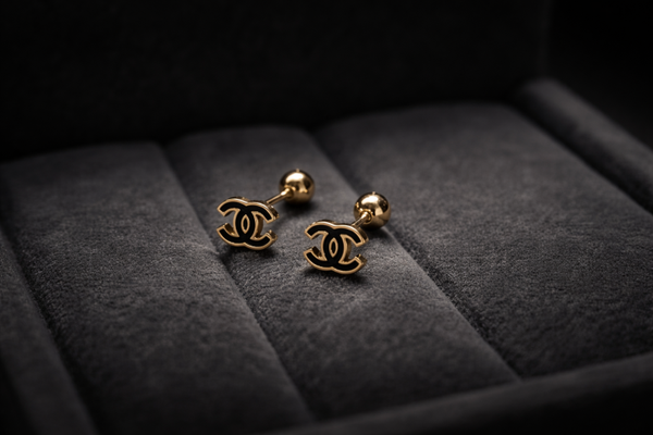 Chanel 1:1 oorknopjes goud/zwart