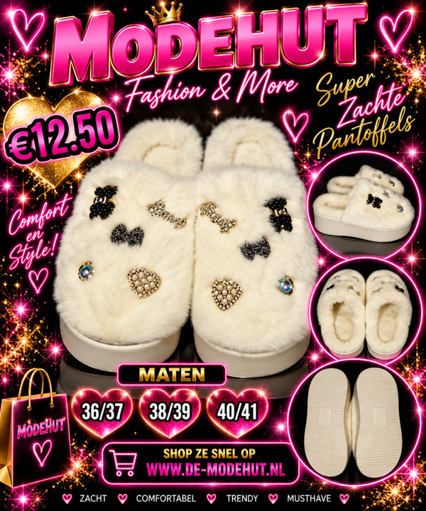 Pantoffel bedel wit/creme