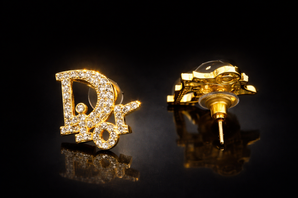 Dior 1:1 oorknopjes steentjes goud