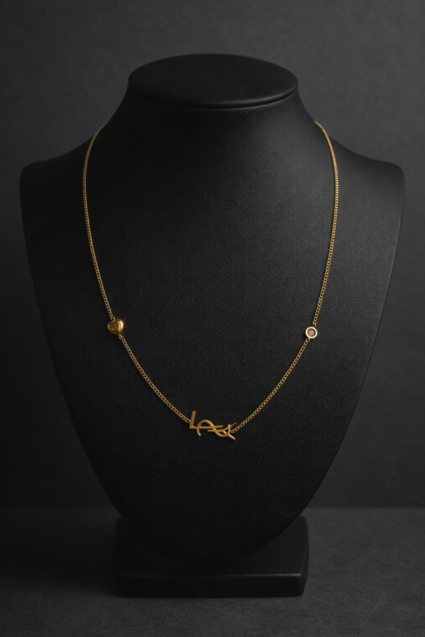 Ysl 1:1 goud steentjes en hartje ketting
