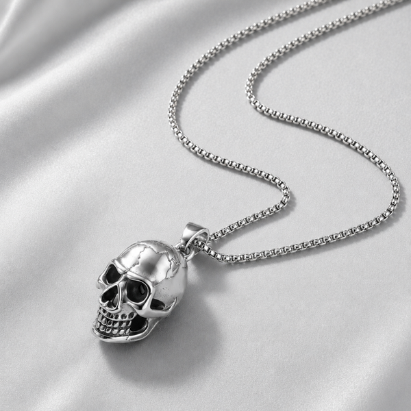 Ketting met skull hanger zilver