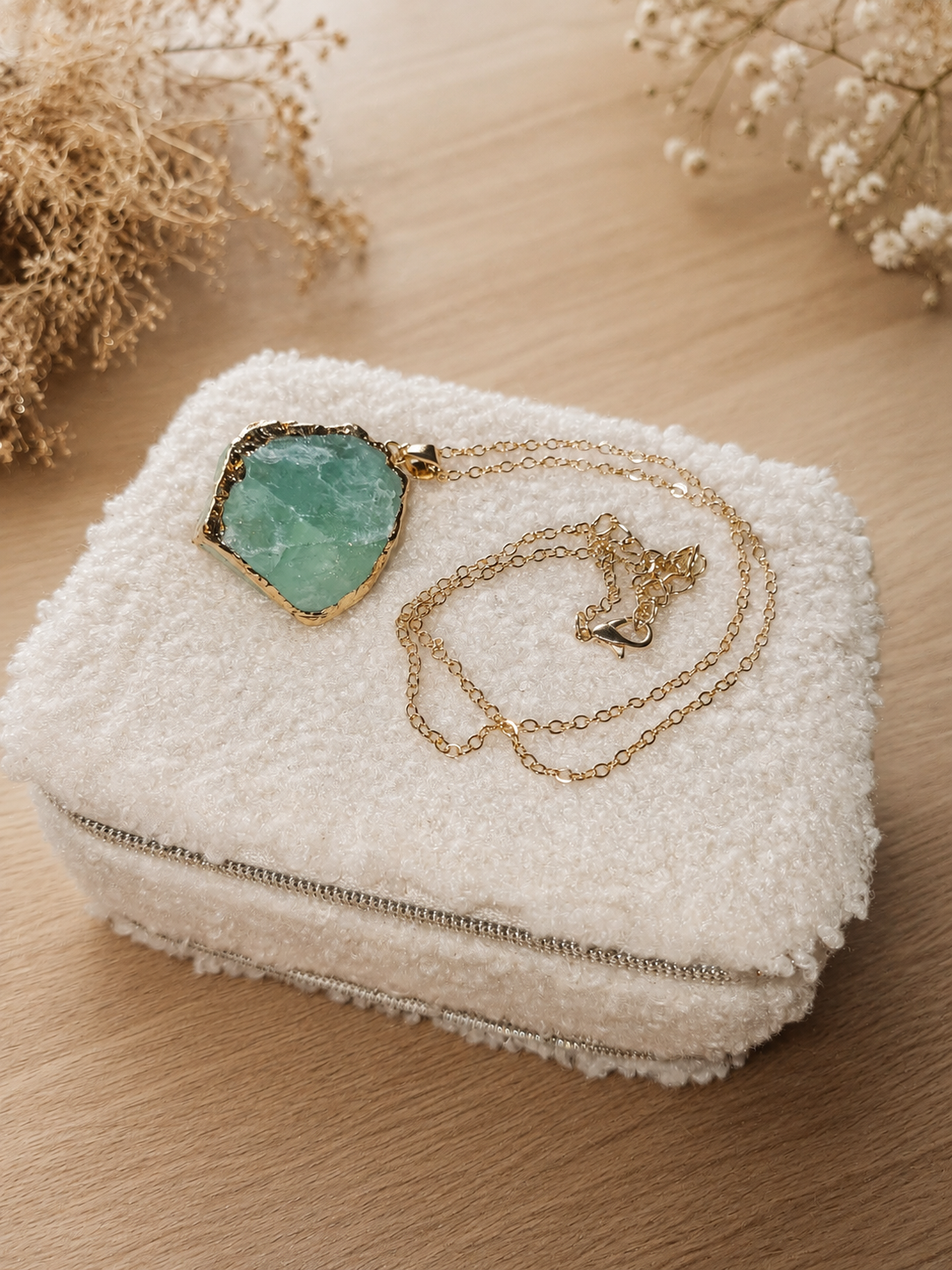 Groene fluoriet ketting goud nr 4
