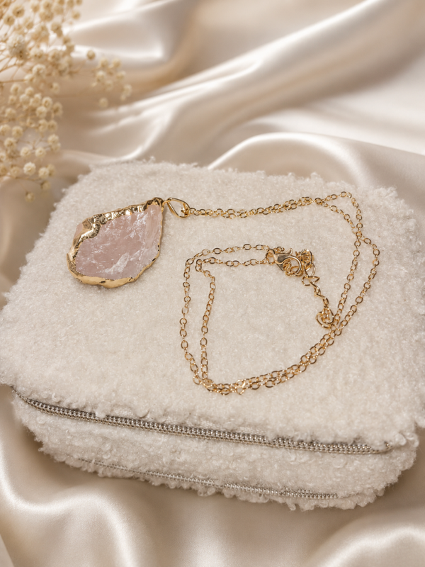 Rozenquarts ketting goud nr 3