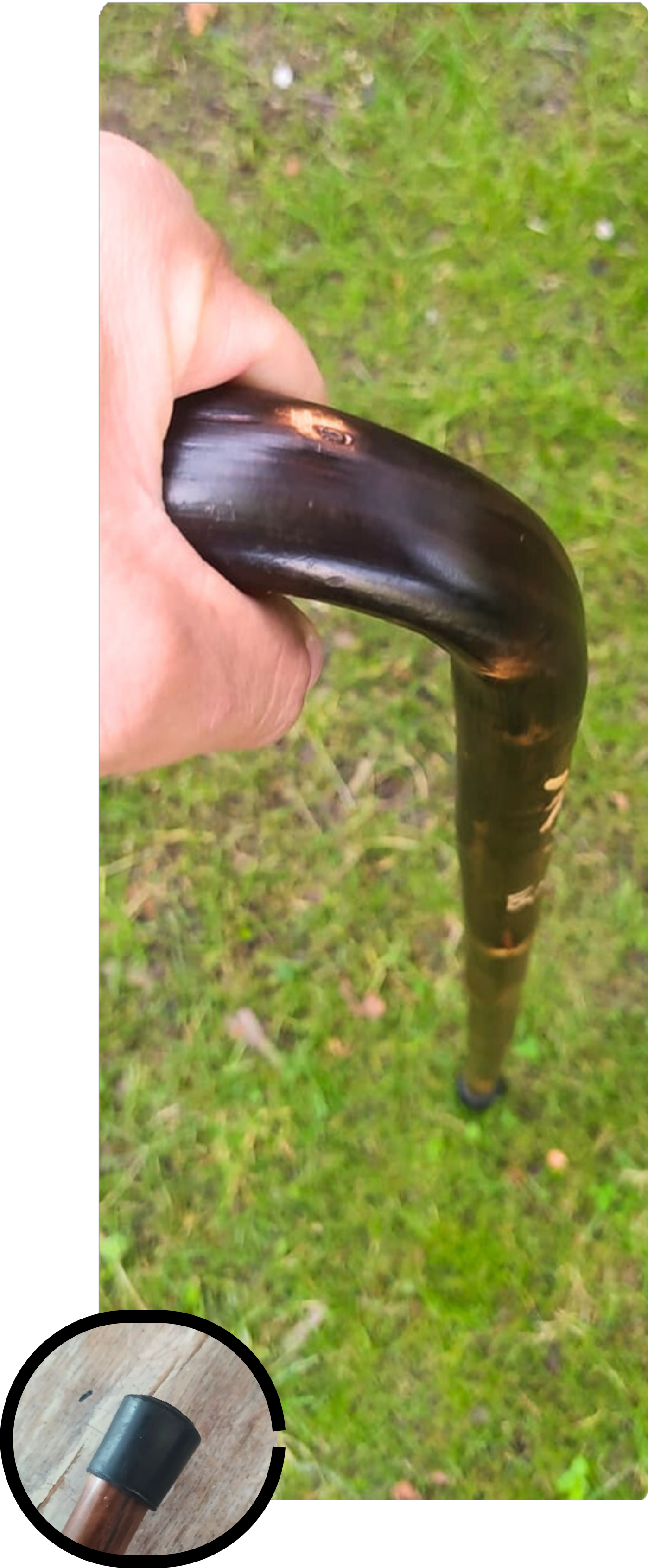 Canne Alpine bout caoutchouc chalume verni 85-95 cm