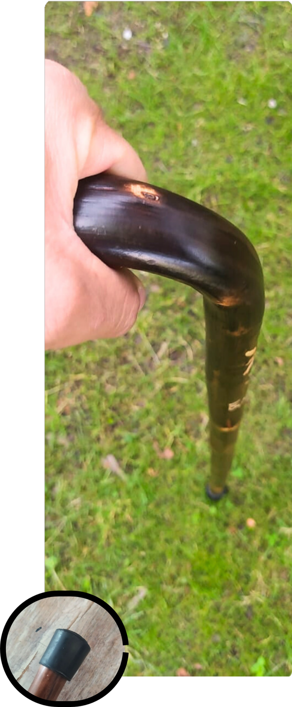 Canne Alpine bout caoutchouc chalume verni 85-95 cm