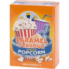 Popcorn voor in de magnetron Caramel 3 x 90 gram.