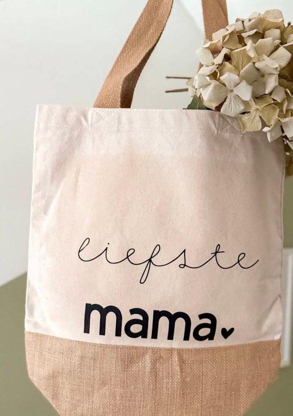 Canvas/jute tas 'Liefste Mama'
