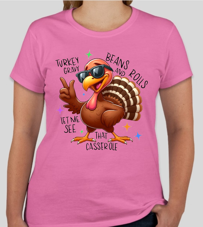 Turkey, gravy, beans and rolls