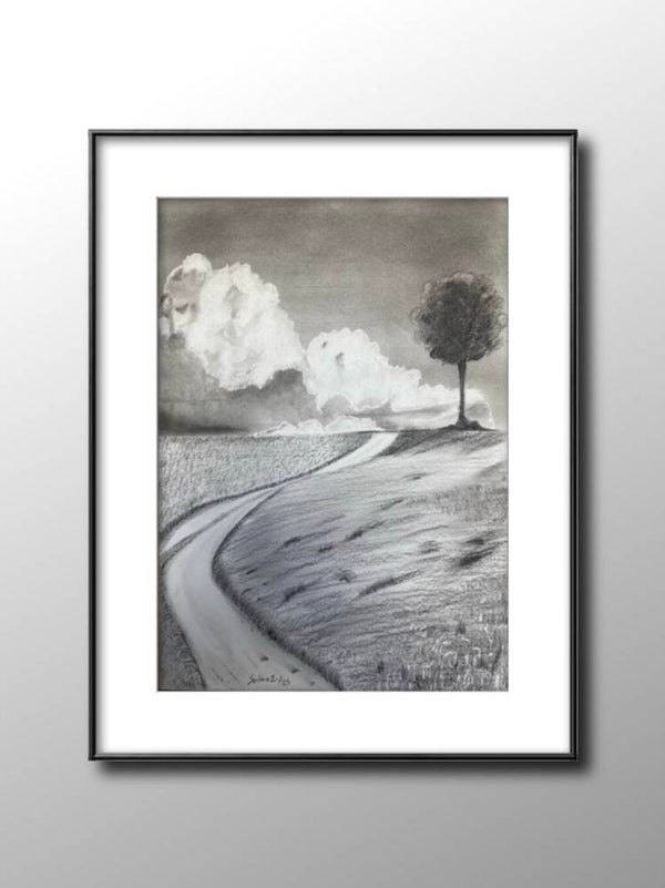 Alone in the Storm- Original Charcoal Drawing by S. Jensen