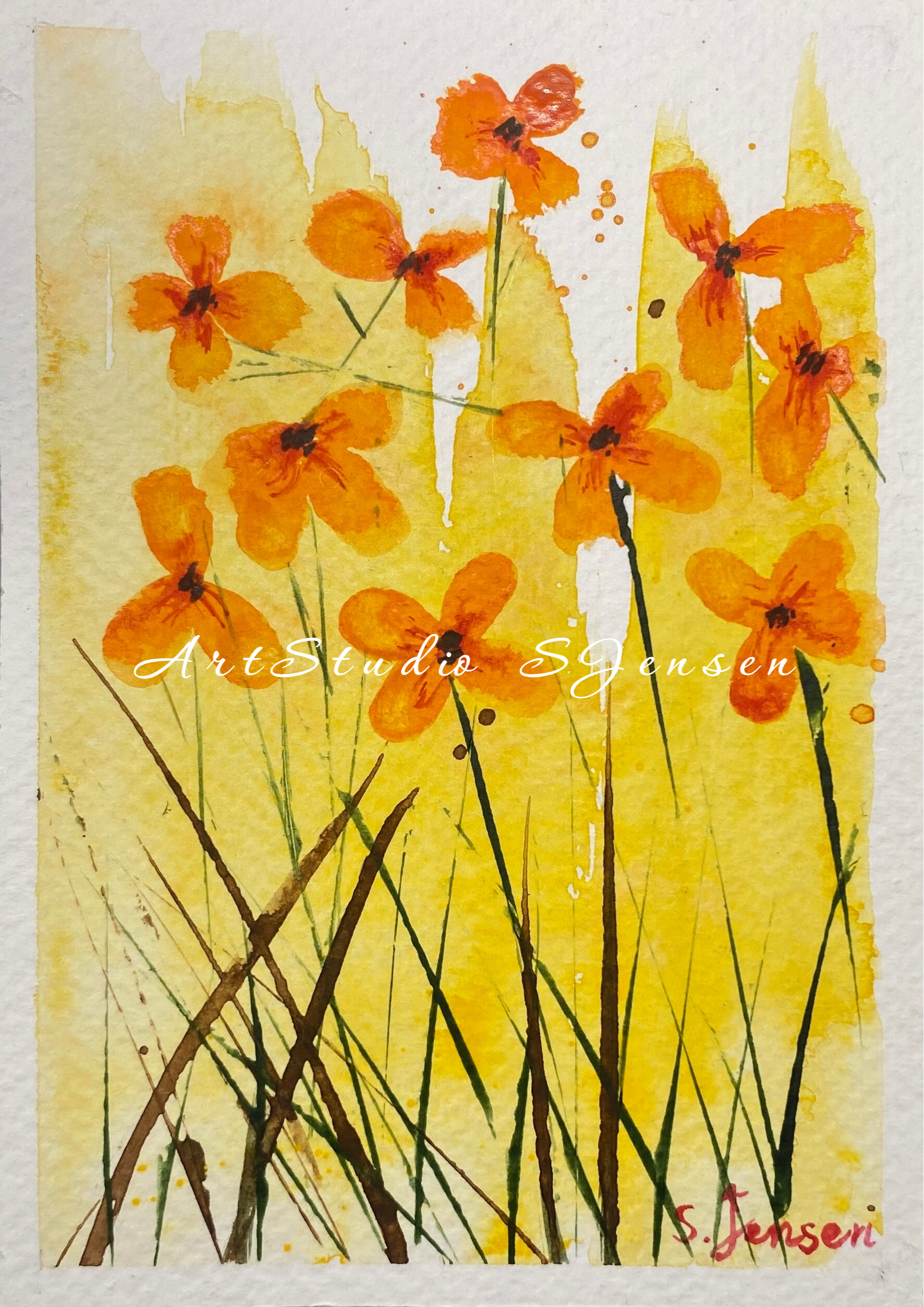 Original Hand-painted,signed,4 limited edition Postcard by S.Jensen