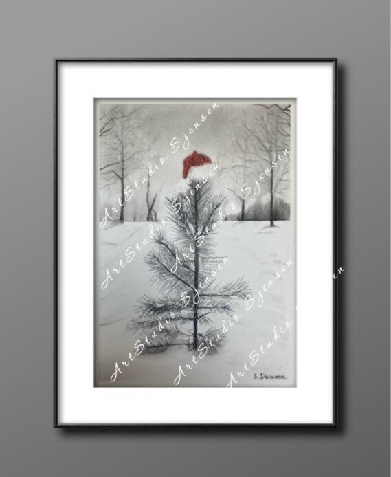Christmas mood- Charcoal and Soft Patel drawing by S. Jensen.