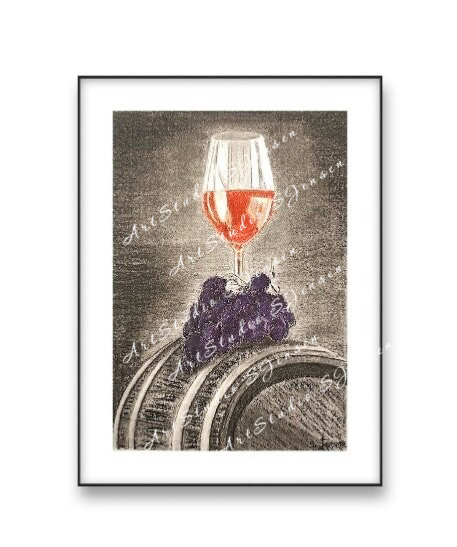 Cheers- Original Signed Charcoal and Soft Pastel Drawing by S. Jensen