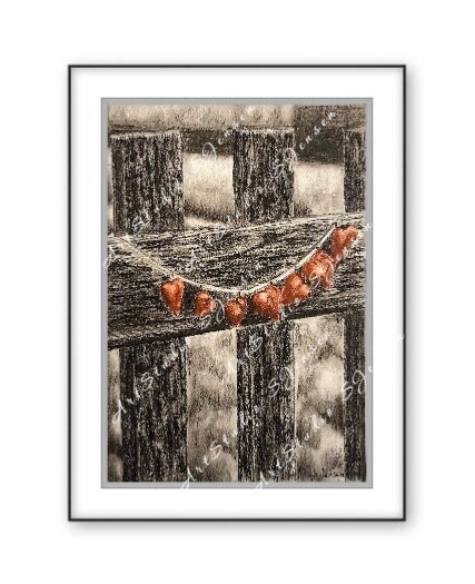 Hearts Together – Original Signed Charcoal Soft Pastel Drawing Signed by S. Jensen
