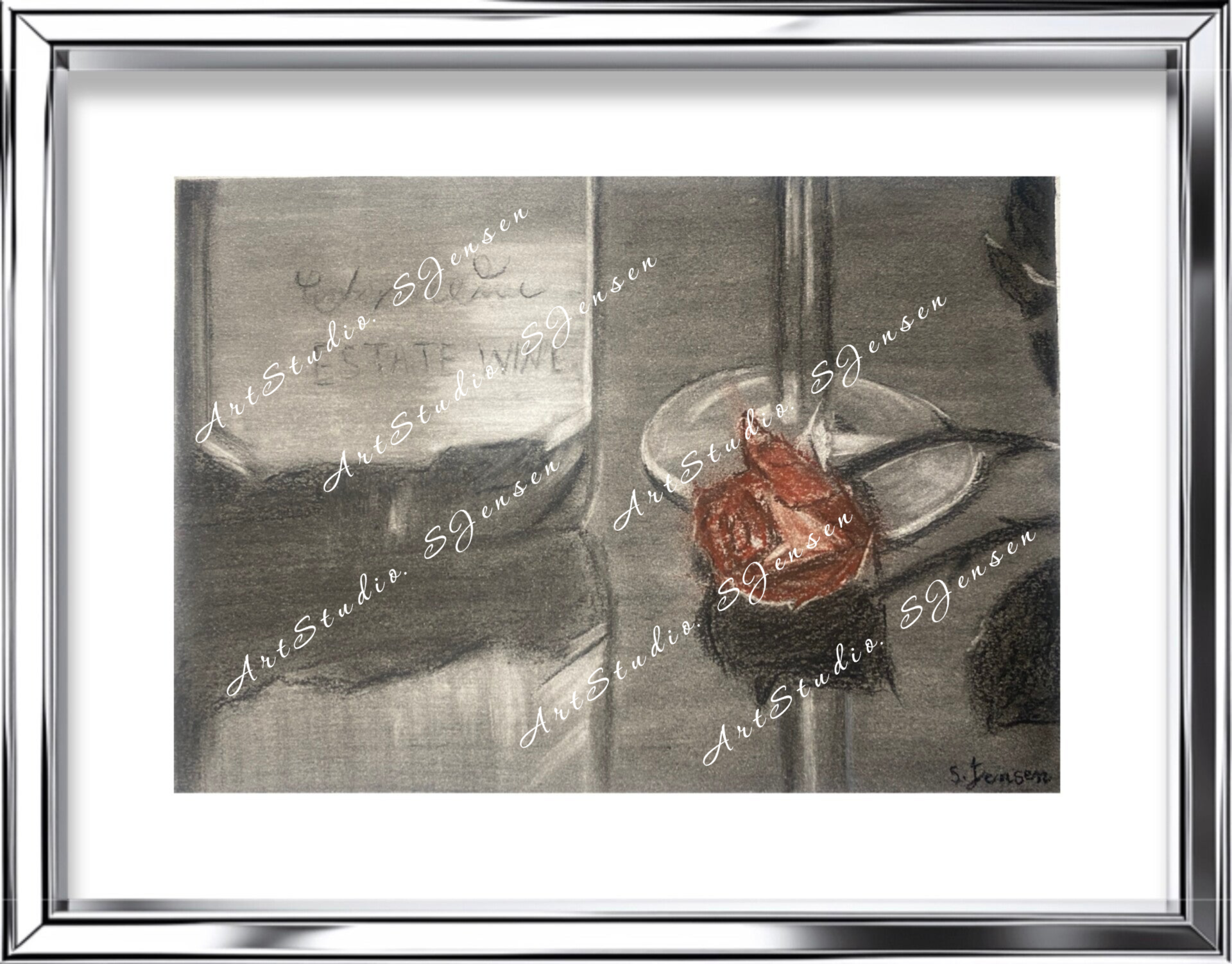 The First Supper-Original Signed Charcoal & Soft Pastel Drawing by S.Jensen