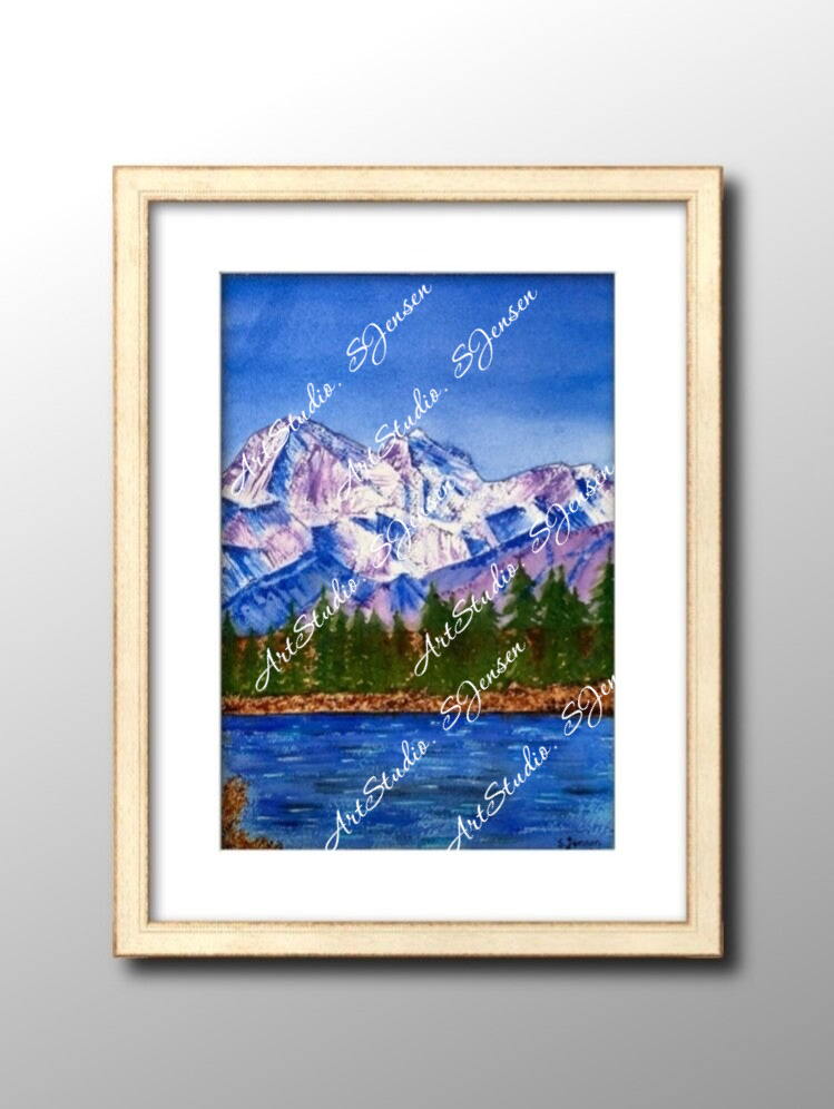 Mountain Lake- Original Watercolor Painting by S. Jensen