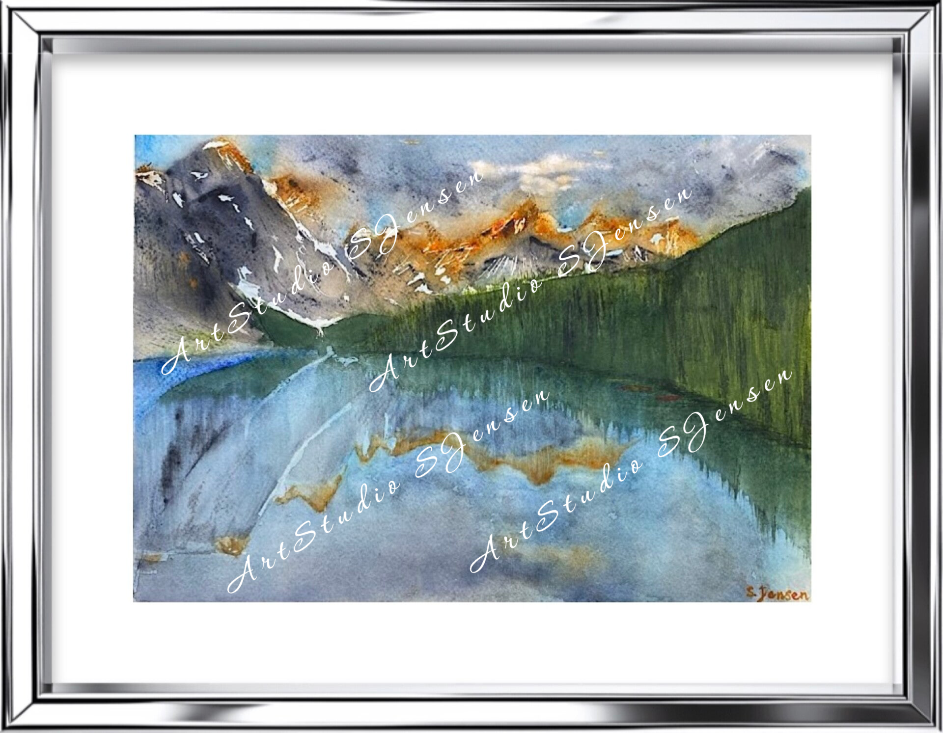 Festival of Light in the Mountains-Original Signed Watercolor Painting by S.Jensen