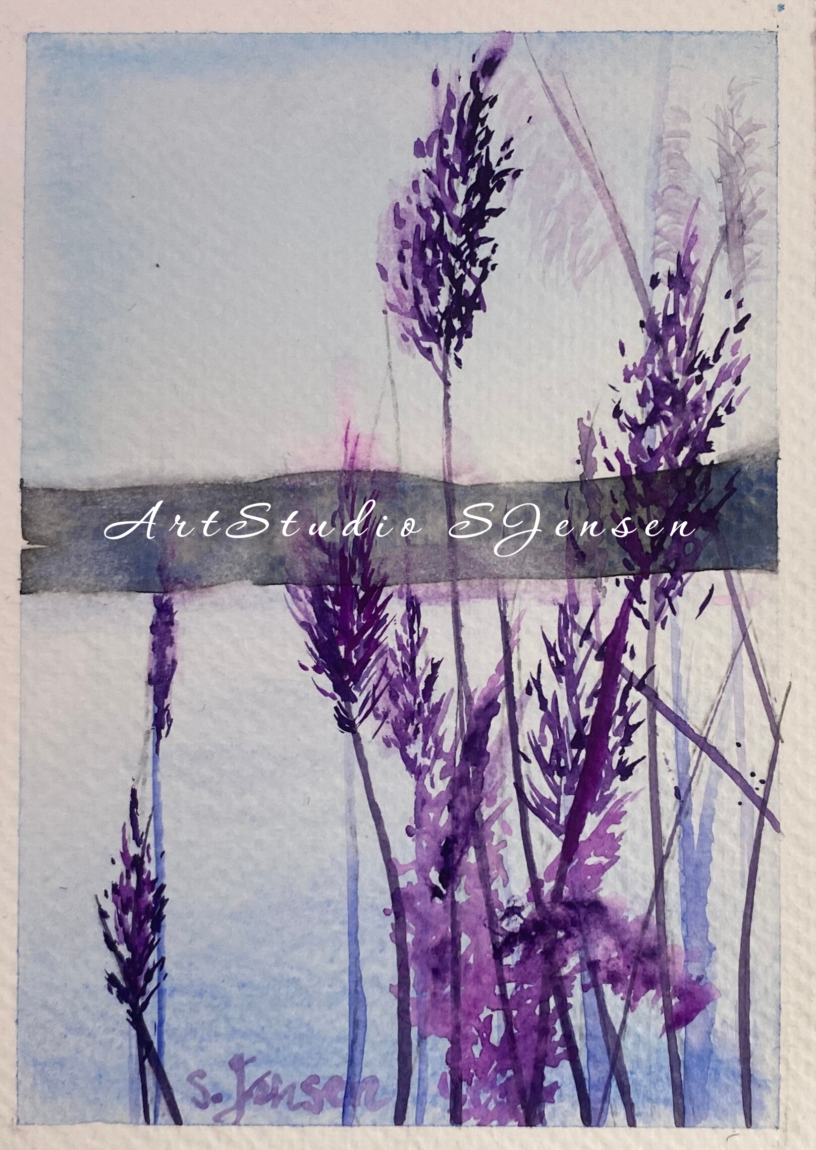 Handmade Watercolor Postcards wild meadow– Set of 4 Signed by S.Jensen