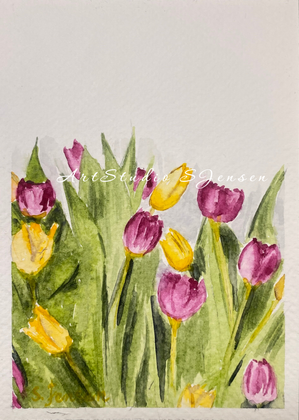 Original Hand-painted,signed,4 limited edition Postcard by S.Jensen