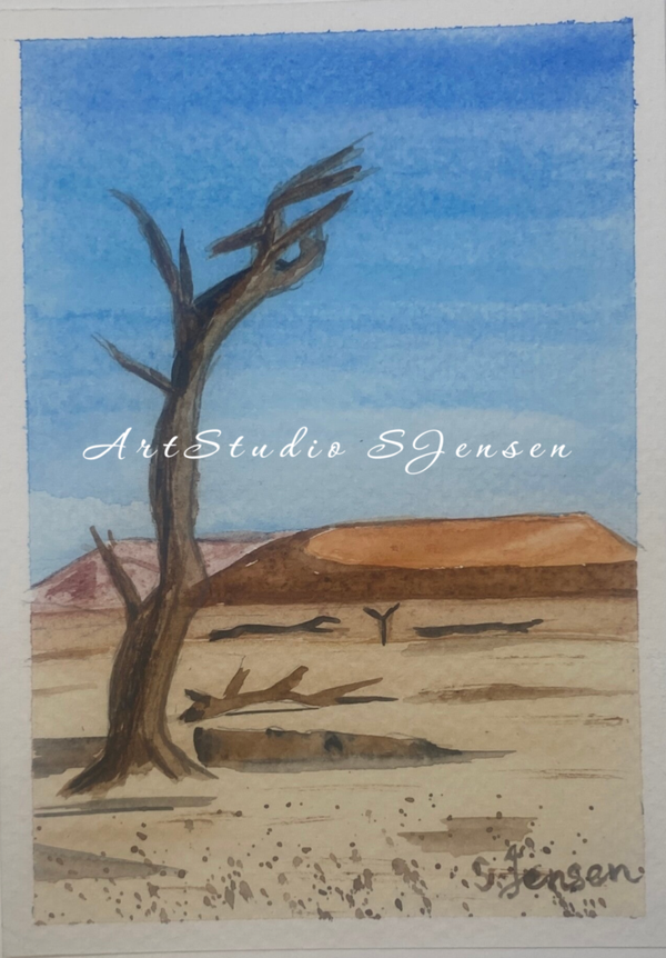 Original Hand-painted,signed, Set of 4 Postcard by S.Jensen