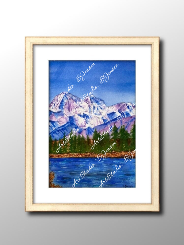 Mountain Lake- Original Watercolor Painting by S. Jensen