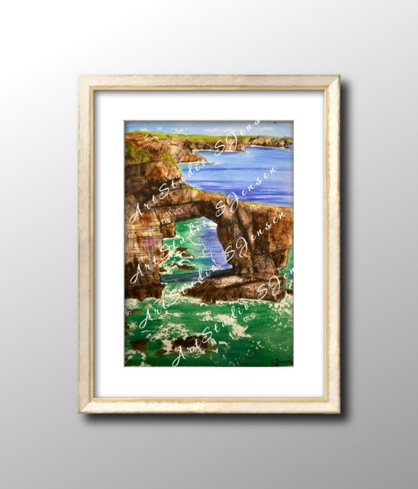 Coastal Cliffs- Original Watercolor Painting by S.Jensen.