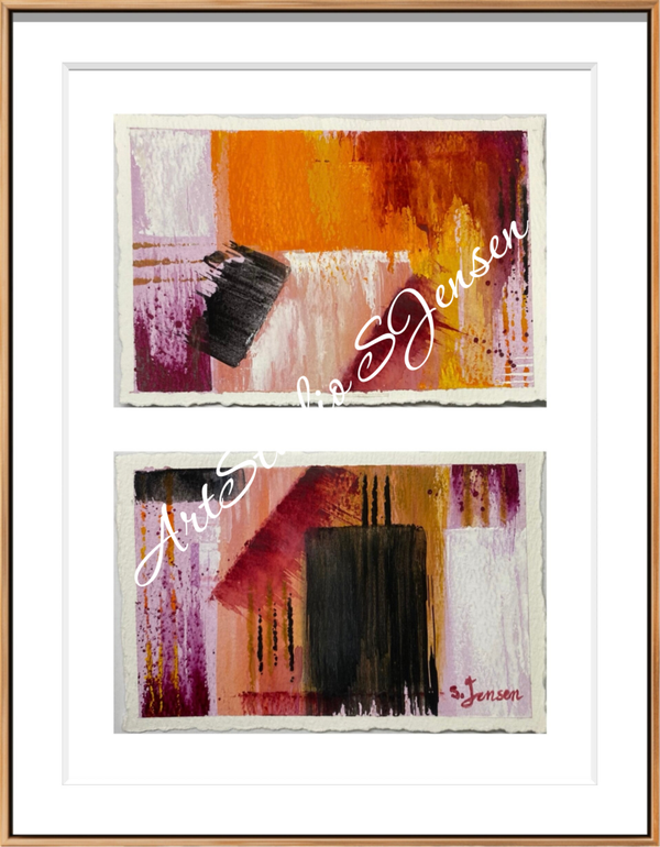 Abstract #5-Original Signed Two-Panel Abstract Mixed Media Artwork by S.Jensen